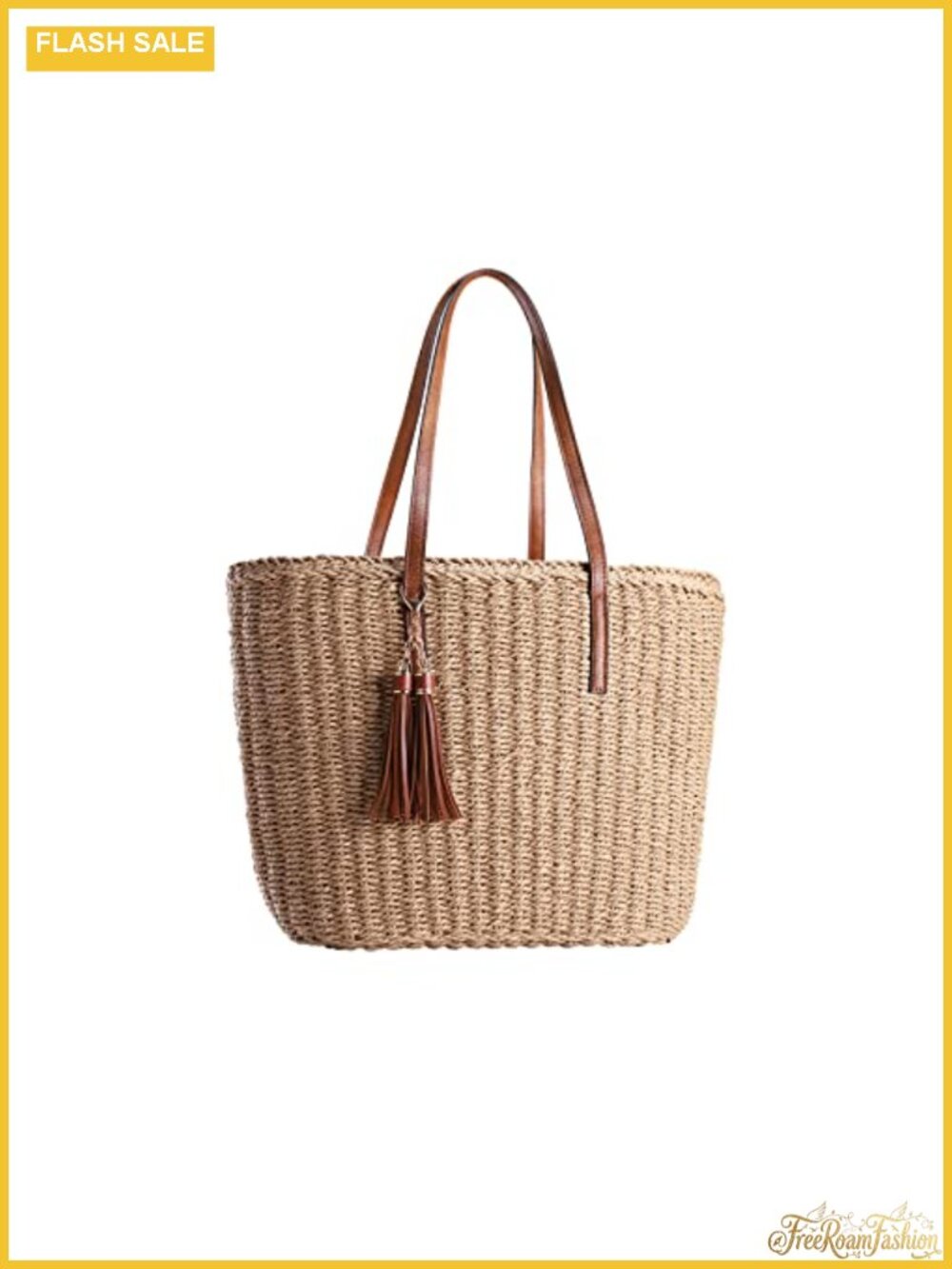 Woven Straw Tote Bag for Women Summer Travel Handmade Shoulder Handbag Medium